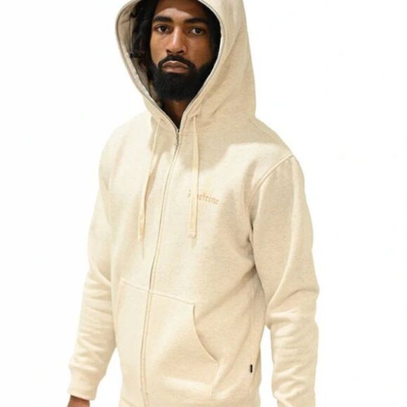 Doctrine 'Core Dagger Facial' Zip Up Hoodie Heather Oatmeal Men's Size S NWT - Picture 1 of 6